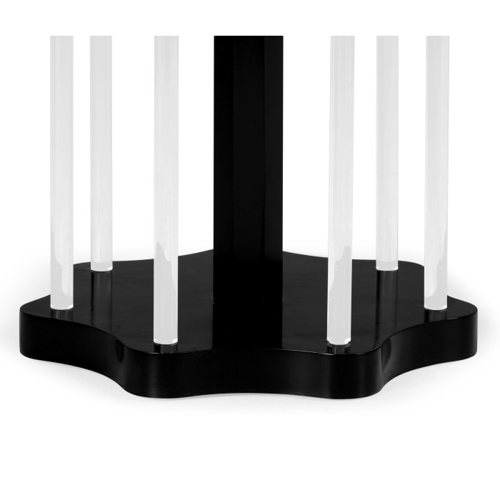Op Art Floral Bright Satinwood & Acrylic Lamp Table