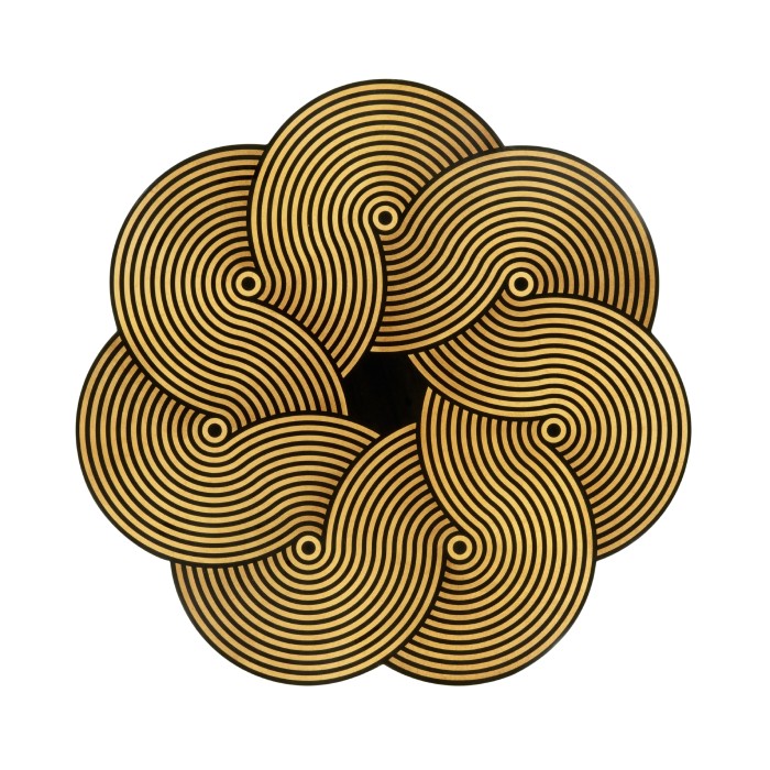 Op Art Floral Bright Satinwood & Acrylic Lamp Table