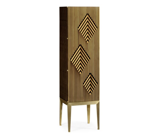 Op Art Diamond Bright Satinwood Left Drinks Cabinet