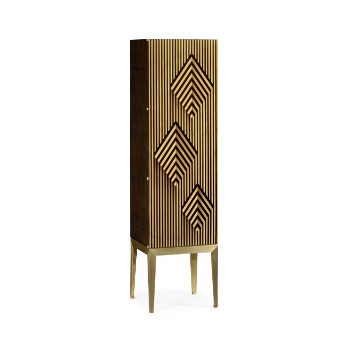 Op Art Diamond Bright Satinwood Left Drinks Cabinet