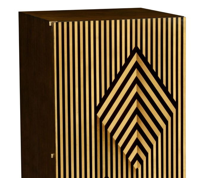 Op Art Diamond Bright Satinwood Left Drinks Cabinet