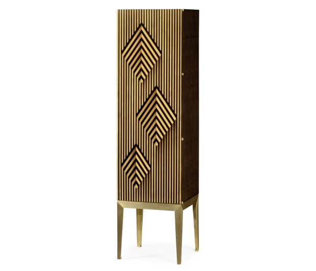 Op Art Diamond Bright Satinwood Right Drinks Cabinet