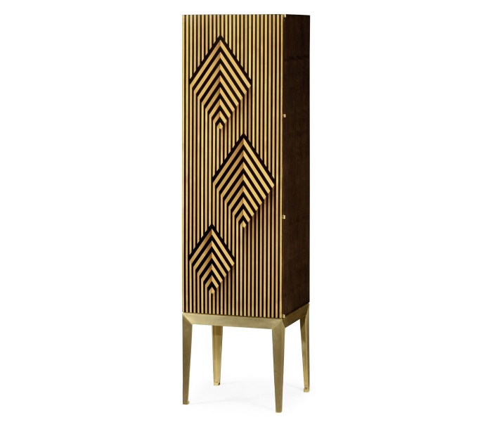 Op Art Diamond Bright Satinwood Right Drinks Cabinet
