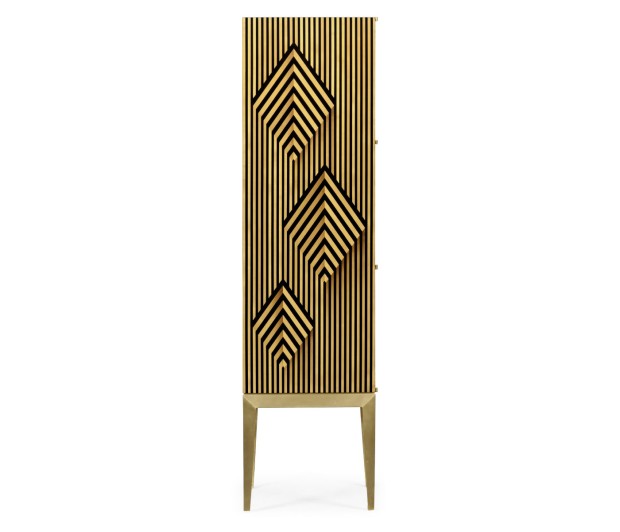 Op Art Diamond Bright Satinwood Right Drinks Cabinet