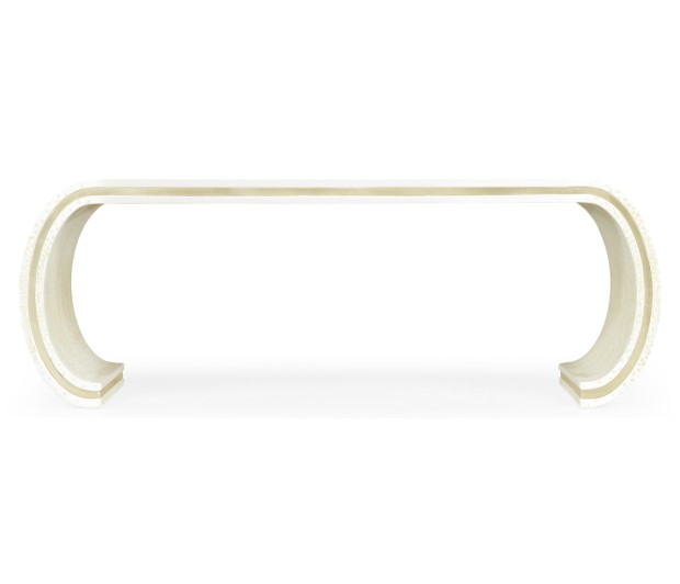 Curved Edges Ivory Eggshell Coffee Table