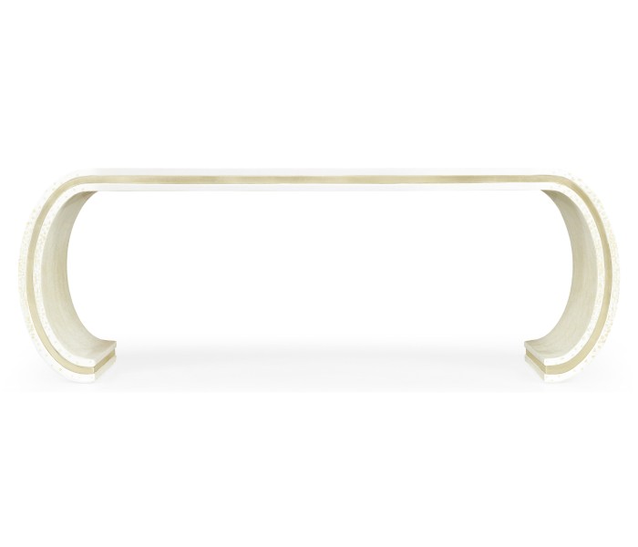 Curved Edges Ivory Eggshell Coffee Table