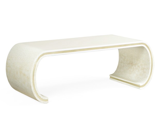 Curved Edges Ivory Eggshell Coffee Table