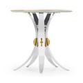 Fusion Round Stainless Steel End Table with Marble Top