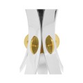 Fusion Round Stainless Steel End Table with Marble Top