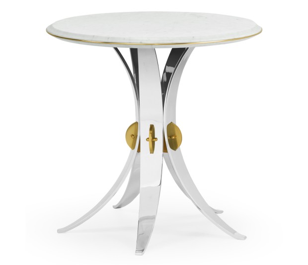 Fusion Round Stainless Steel End Table with Marble Top