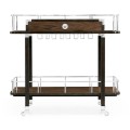 Rectangular Campaign Style Rolling Bar Cart