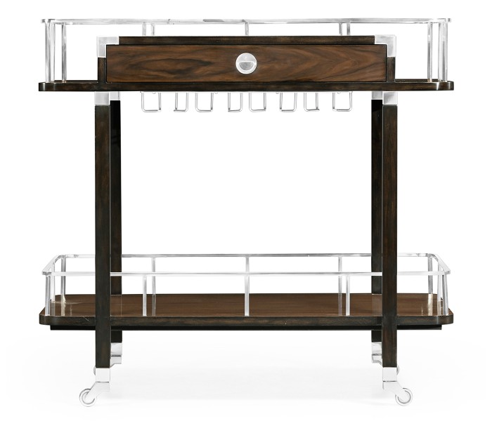 Rectangular Campaign Style Rolling Bar Cart