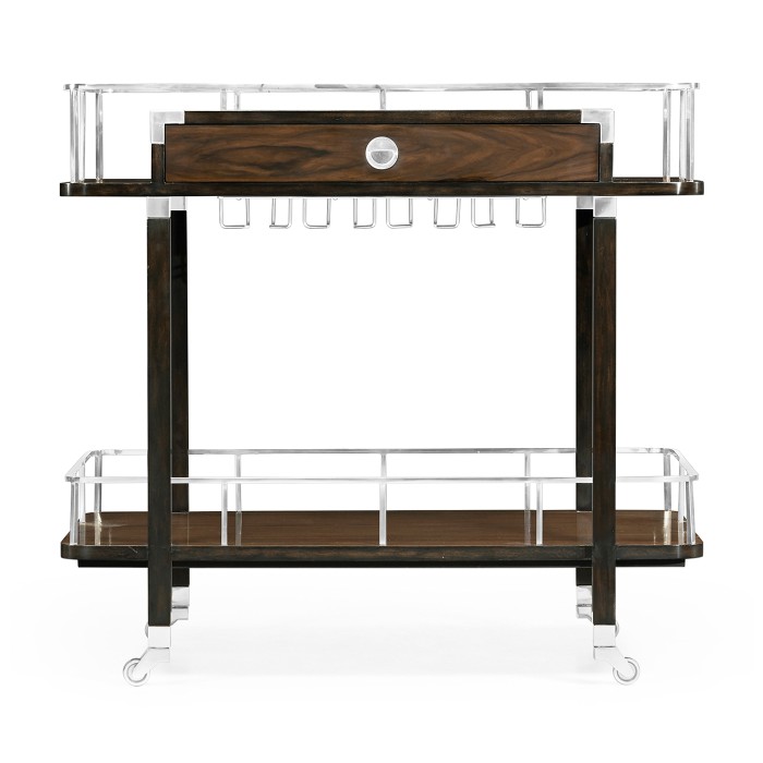 Rectangular Campaign Style Rolling Bar Cart