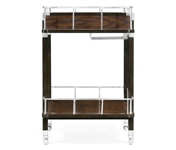 Rectangular Campaign Style Rolling Bar Cart