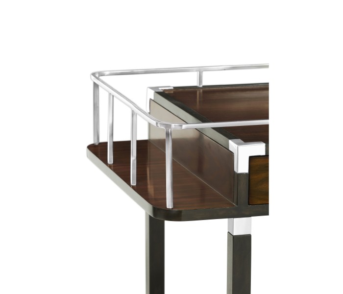 Rectangular Campaign Style Rolling Bar Cart