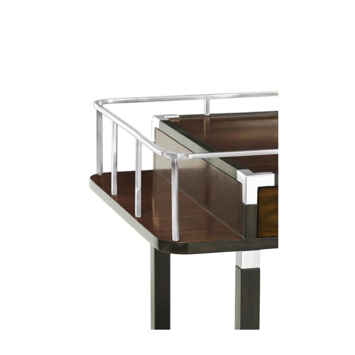 Rectangular Campaign Style Rolling Bar Cart