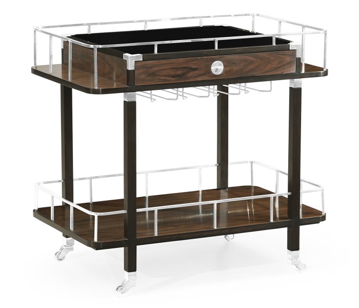 Rectangular Campaign Style Rolling Bar Cart