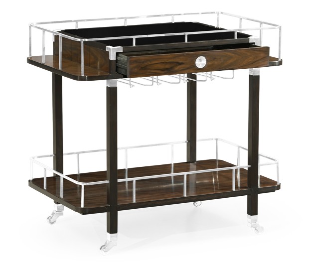 Rectangular Campaign Style Rolling Bar Cart