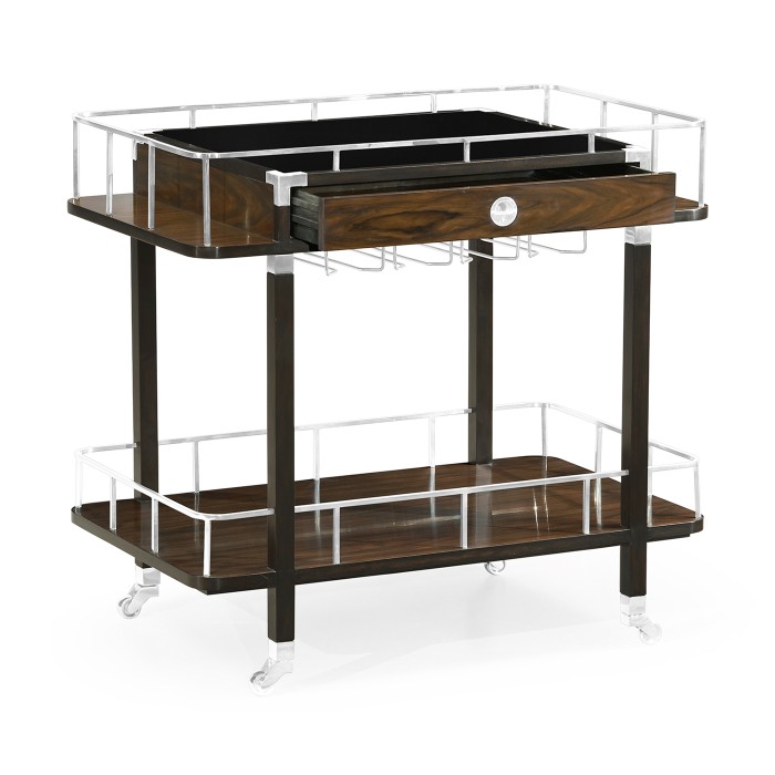 Rectangular Campaign Style Rolling Bar Cart