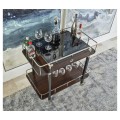 Rectangular Campaign Style Rolling Bar Cart