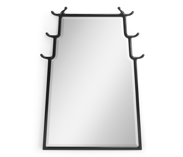 Asian Fusion Smoky Black Hanging Mirror