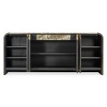 Fusion Oak & Brass Sideboard with White Marble Top