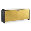 Fusion Oak & Brass Sideboard with White Marble Top
