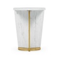 Fusion Medium White Marble & Brass End Table