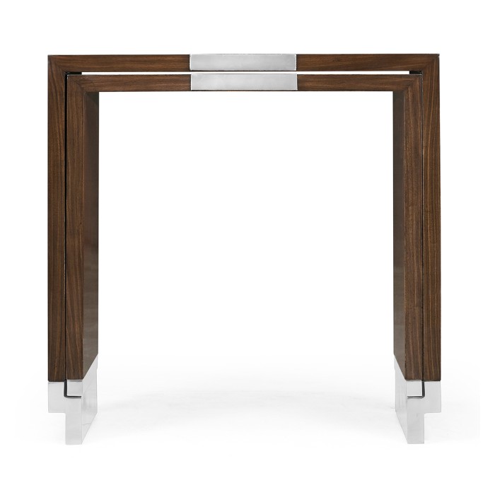 Campaign Style Dark Santos Rosewood Sliding Nesting Tables