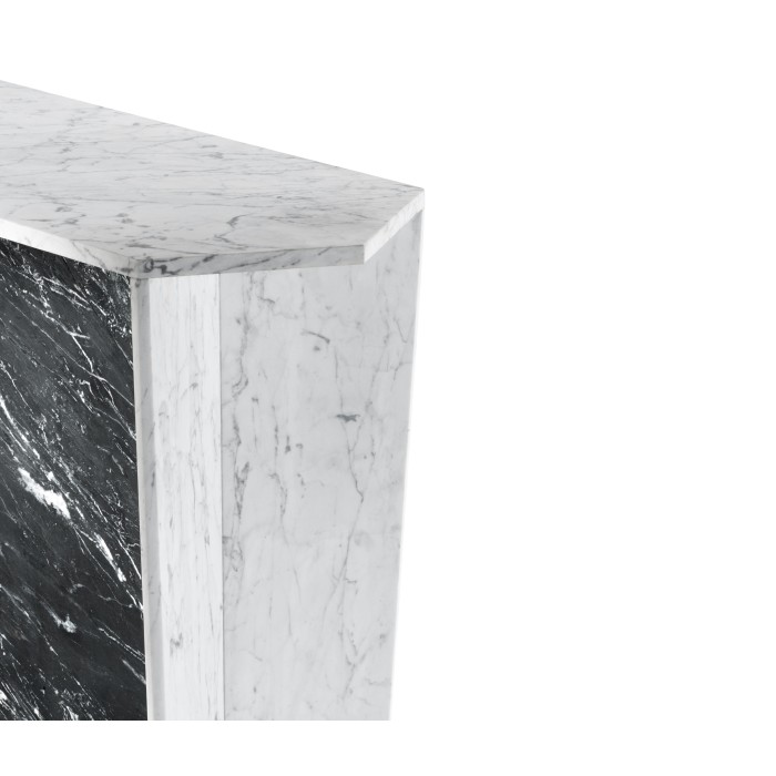 Fusion White & Black Marble End Table