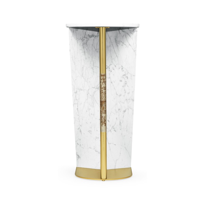 Fusion White Marble & Brass End Table