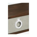 Campaign Style Dark Santos Rosewood & Grey Leather Console Table with Drawers