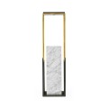 Contemporary Square Ebonised Oak & Brass Pedestal with White Calcutta Marble Centre