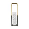 Contemporary Square Ebonised Oak & Brass Pedestal with White Calcutta Marble Centre