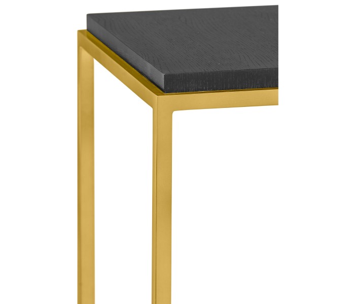 Contemporary Square Ebonised Oak & Brass Pedestal with White Calcutta Marble Centre