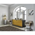Contemporary Square Ebonised Oak & Brass Pedestal with White Calcutta Marble Centre