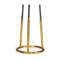 Contemporary Antique Satin Gold Brass & Black Stainless Steel Floor Lamp
