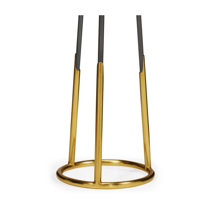 Contemporary Antique Satin Gold Brass & Black Stainless Steel Floor Lamp