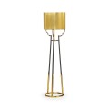 Contemporary Antique Satin Gold Brass & Black Stainless Steel Floor Lamp