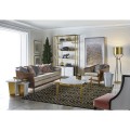 Contemporary Antique Satin Gold Brass & Black Stainless Steel Floor Lamp