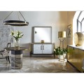 Contemporary Antique Satin Gold Brass & Black Stainless Steel Floor Lamp