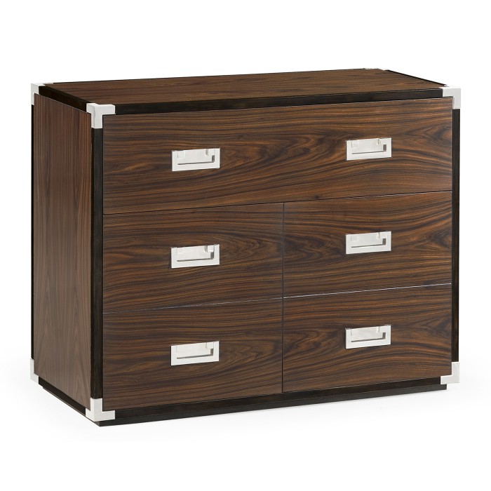 Campaign Style Dark Santos Rosewood Filing Cabinet