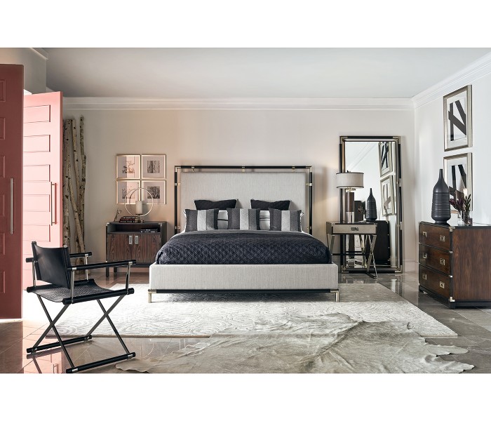 Campaign Style Charcoal Floor Standing Mirror