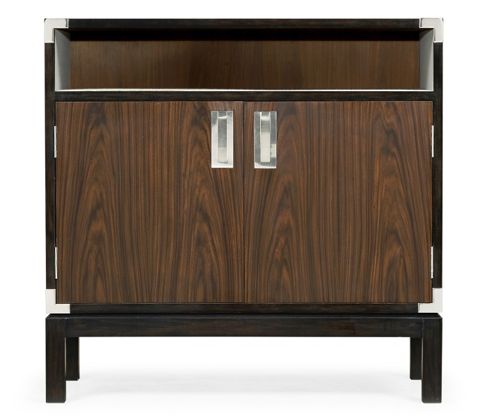 Campaign Style Dark Santos Rosewood Bedside Cabinet