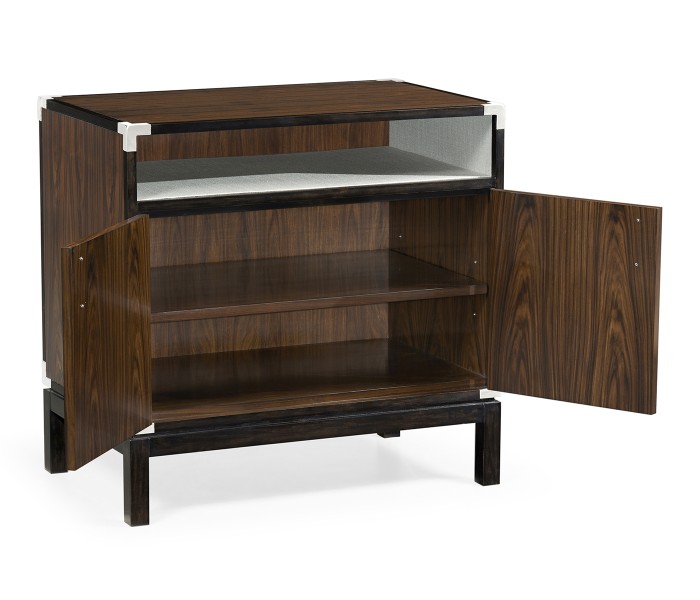 Campaign Style Dark Santos Rosewood Bedside Cabinet