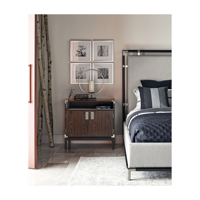 Campaign Style Dark Santos Rosewood Bedside Cabinet
