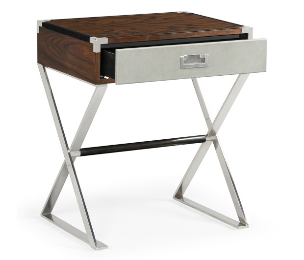 Campaign Style Dark Santos Rosewood Bedside Table with Drawer