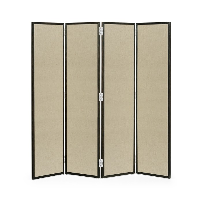Campaign Style Dark Santos Rosewood Screen, Upholstered in MAZO