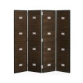 Campaign Style Dark Santos Rosewood Screen, Upholstered in COM