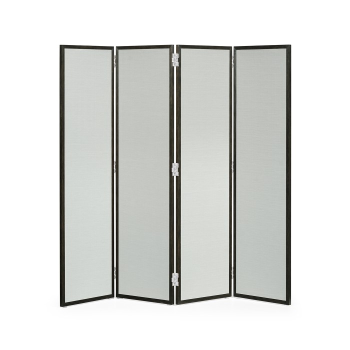 Campaign Style Dark Santos Rosewood Screen, Upholstered in COM